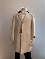  men's Overcoat - Peak Lapel 1920s Style - Wool and Cashmere Car Coat Three Quarter By Albereto Nardon + Cream