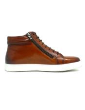  men's KB670-13 High Top Side Zipper Leather Sneaker
