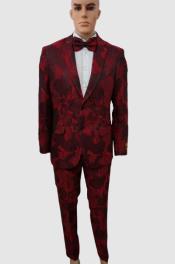 Prom Suits - Wedding Suit - Paisley Suit - Floral Suit + Matching Bowtie
