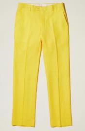 Linen Flat Front Pants — Yellow Colors