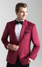 Mens Velvet Dinner Jacket - Mens Tuxedo Blazer With Trim Shawl Collar Red