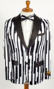 1920 Blazer - Mens Black and White Pinstripe Blazer - Black and White Striped   Jacket
