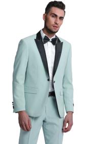 Mint Green Tuxedo Slim Fit Peak Lapel Suit