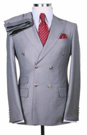 Slim Fitted Cut Mens Double Breasted Suit - %100 Wool Fabric - Flat Front Pants