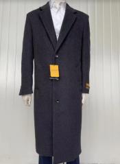 Mens Full Length Wool and Cashmere Overcoat - Winter Topcoats - Black Coat