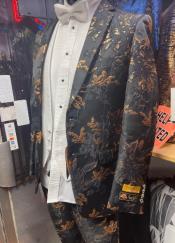 Black and Gold Prom Suit - Floral Paisley Suit - Gold Tuxedo