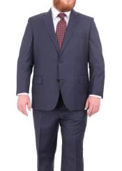 Mix And Match Suits Men's Portly Fit Two Button Fully Lined Solid Gray Super 140'S Wool Suit Executive Fit Suit - Mens Portly Suit