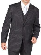 Mix And Match Suits Men's Charcoal Gray Pinstripe 2 Button Vested 3 Piece Three Piece Suit Separate 