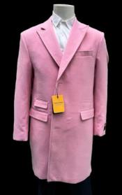 Mens Light Pink Wool Fashion Overcoat - Light Pink Carcoat