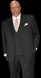 Suit With Double Breasted Vest - Pastor Suit - 1920s Style Dark Grey Suit