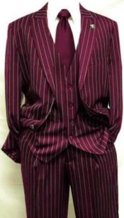 Mens Two Button Notch Lapel Burgundy Suit