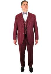 Mens Two Button Notch Lapel Burgundy Suit