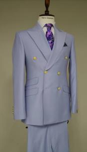 100% Wool Double Breasted Blazer with Gold Buttons - Blue Sport Coat