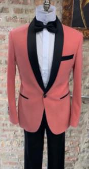 Mens "Rose Gold - Pink" Velvet Tuxedo Suit - Blazer - Velvet Sport Coat + Black Pants