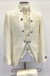 Groom Tuxedo - Wedding Tuxedo - Vested Suit - Uniqe Tux - Ivory - Cream - Off White Suit