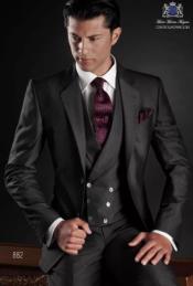 Mens Suits With Double Breasted Vest 100% Wool - Big Peak Lapel Tom Ford Style!