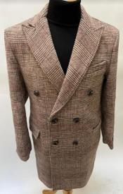 Mens Plaid Overcoat - Wool Peacoat - Plaid Topcoats