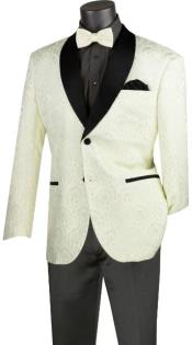 Mens Blazer - Paisley Sport Coat - White Prom Tuxedo Dinner Jacket Blazer