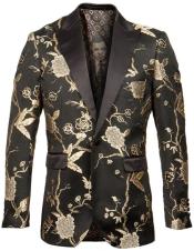 Mens Plus Size Blazers - Large Mens Blazers Big and Tall Blazer - Plus Size Gold ~ Black Sport Coat