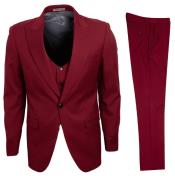 Stacy Adams Suit Trendy Vest Red Big Lapels 3 Piece