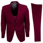  Suit 1920s Vest Burgundy