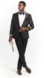 Mens Plus Size Blazers - Large Mens Blazers Mens Black Paisley Blazer - Big and Tall Sport Coat With Bowtie
