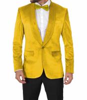 Mens Velvet Blazer - Velvet Tuxedo Jacket Yellow