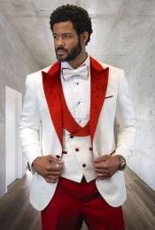  Red Tuxedo Vested Suit
