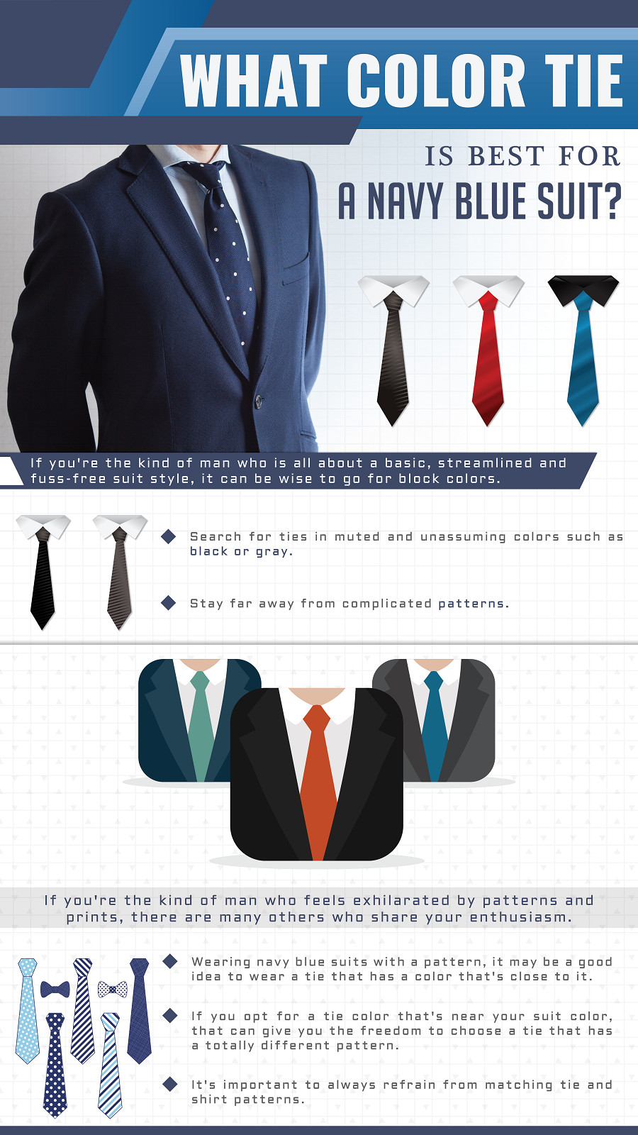 what color tie is best navy blue suit mens fashion infographics